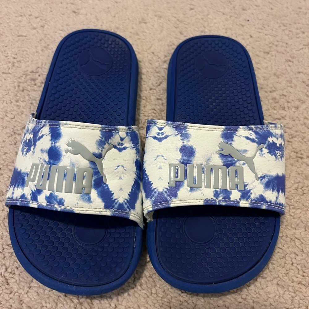 Puma Tie-Dye Blue and White Slides